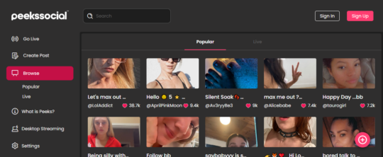 Peeks Social, Live Sex Cam Sites
